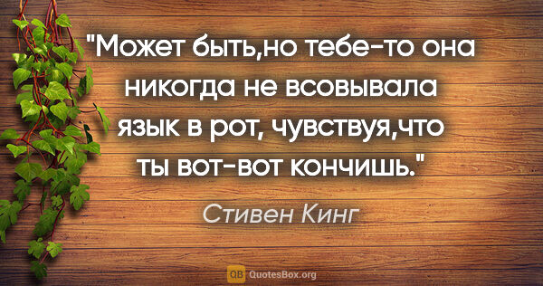 Стивен Кинг цитата: "Может быть,но тебе-то она никогда не всовывала язык в рот,..."