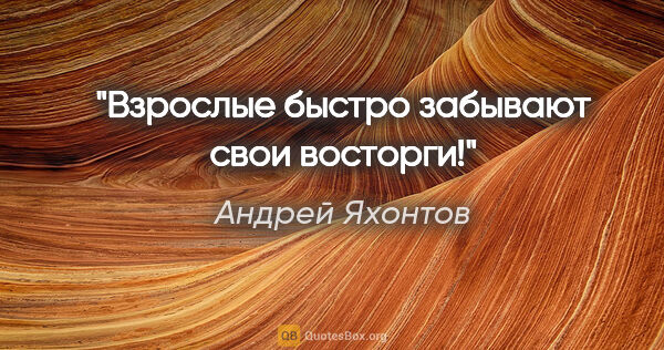 Андрей Яхонтов цитата: "Взрослые быстро забывают свои восторги!"