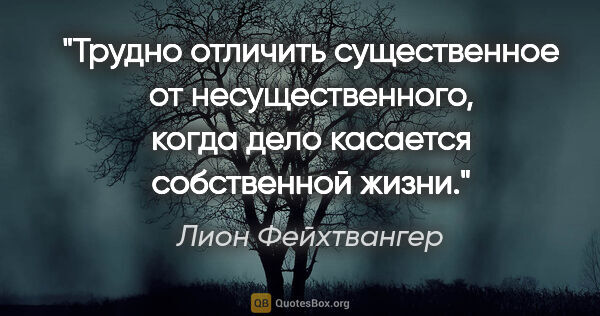 Лион Фейхтвангер цитата: "Трудно отличить существенное от несущественного, когда дело..."