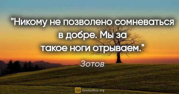 Зотов цитата: "Никому не позволено сомневаться в добре. Мы за такое ноги..."