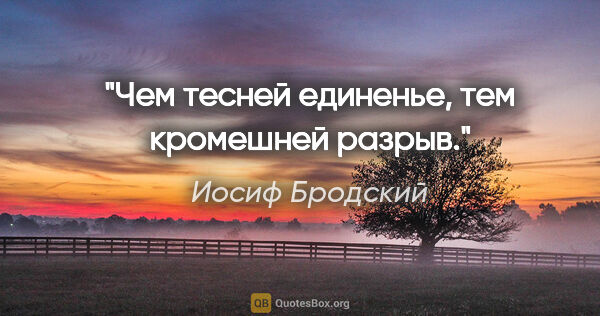 Иосиф Бродский цитата: "Чем тесней единенье,

тем кромешней разрыв."