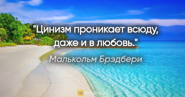 Малькольм Брэдбери цитата: "Цинизм проникает всюду, даже и в любовь."