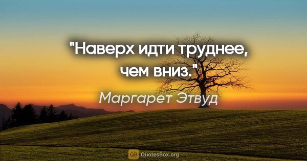 Маргарет Этвуд цитата: "Наверх идти труднее, чем вниз."