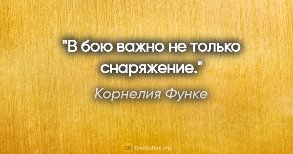 Корнелия Функе цитата: "В бою важно не только снаряжение."