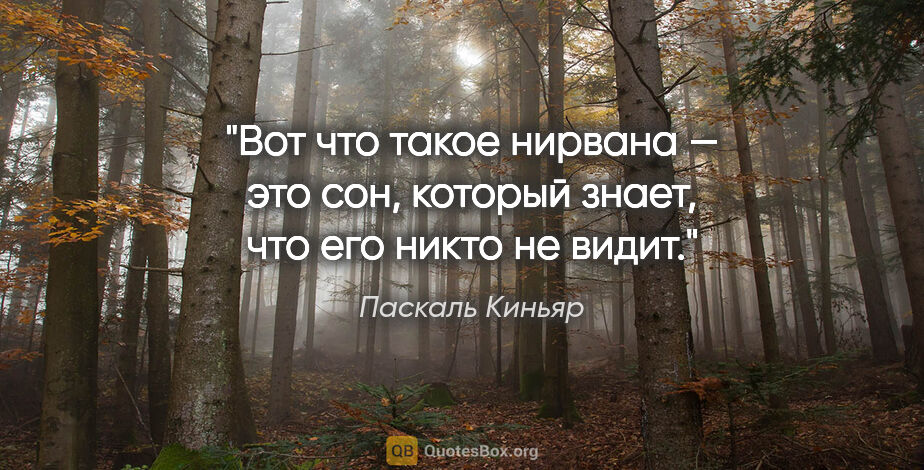 Паскаль Киньяр цитата: "Вот что такое нирвана — это сон, который знает, что его никто..."