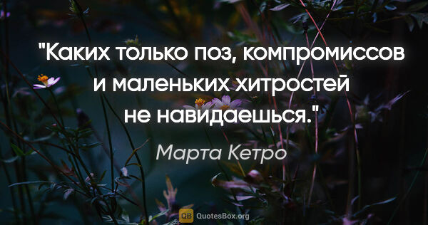 Марта Кетро цитата: "Каких только поз, компромиссов и "маленьких хитростей" не..."