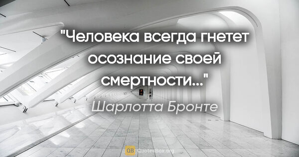 Шарлотта Бронте цитата: "Человека всегда гнетет осознание своей смертности..."