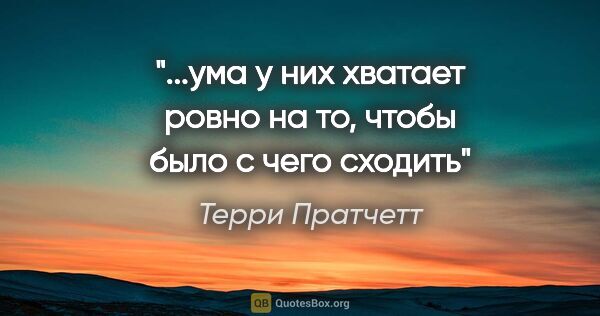 Терри Пратчетт цитата: "...ума у них хватает ровно на то, чтобы было с чего сходить"