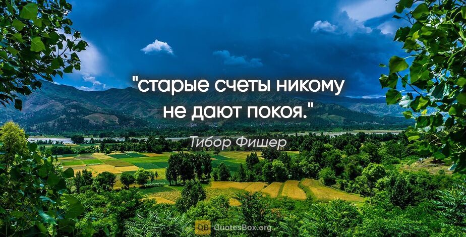 Тибор Фишер цитата: "старые счеты никому не дают покоя."