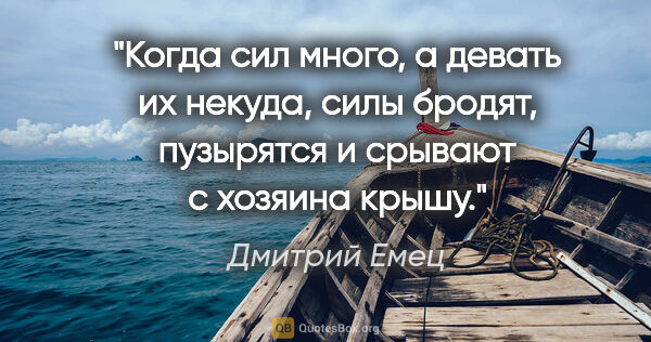 Дмитрий Емец цитата: "Когда сил много, а девать их некуда, силы бродят, пузырятся и..."
