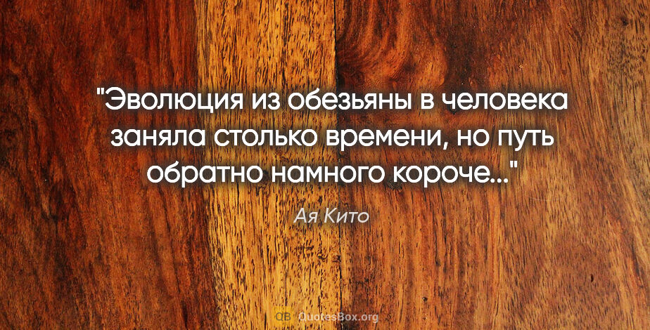 Ая Кито цитата: "Эволюция из обезьяны в человека заняла столько времени, но..."