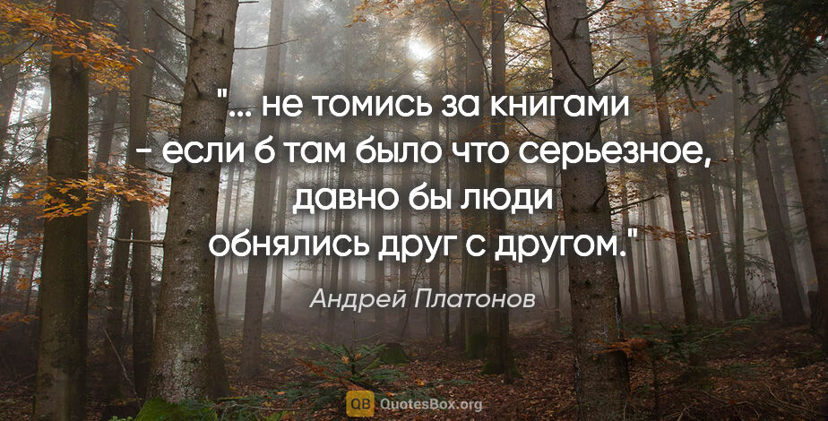 Андрей Платонов цитата: " не томись за книгами - если б там было что серьезное, давно..."