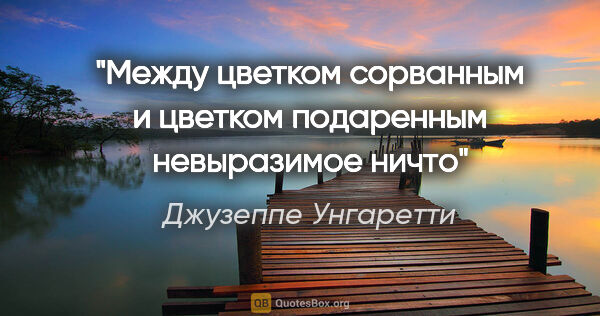 Джузеппе Унгаретти цитата: "Между цветком сорванным

и цветком подаренным

невыразимое ничто"