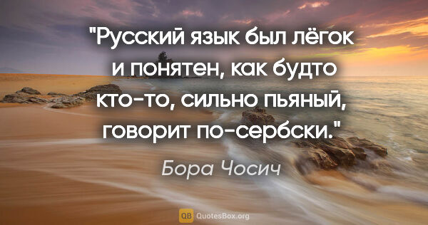 Бора Чосич цитата: "Русский язык был лёгок  и понятен, как будто кто-то, сильно..."