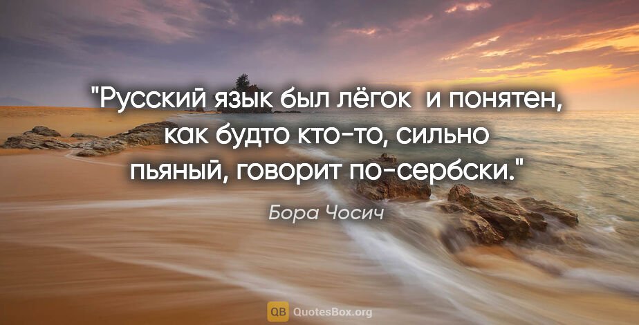 Бора Чосич цитата: "Русский язык был лёгок  и понятен, как будто кто-то, сильно..."