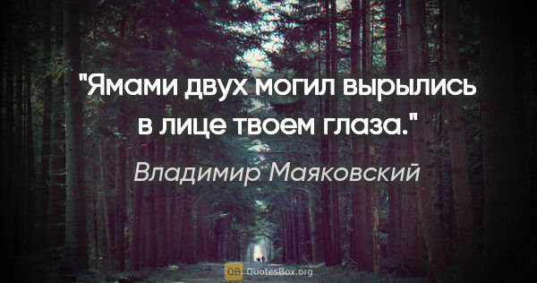 Владимир Маяковский цитата: "Ямами двух могил

вырылись в лице твоем глаза."