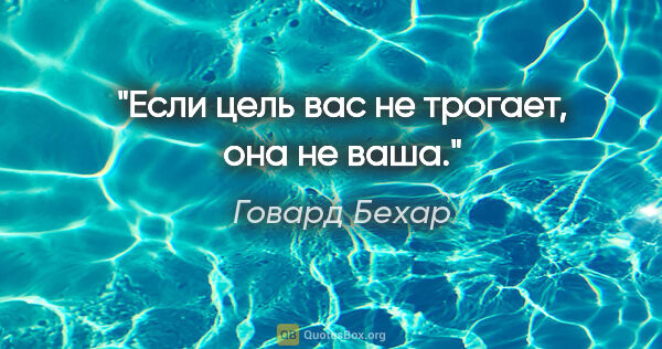 Говард Бехар цитата: "Если цель вас не трогает, она не ваша."