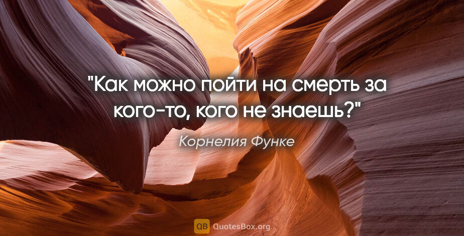 Корнелия Функе цитата: "Как можно пойти на смерть за кого-то, кого не знаешь?"