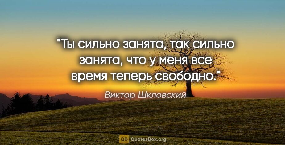 Виктор Шкловский цитата: "Ты сильно занята, так сильно занята, что у меня все время..."