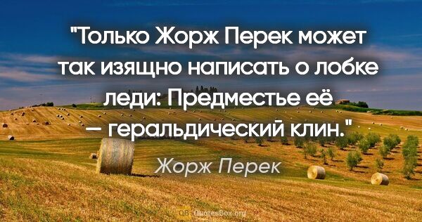 Жорж Перек цитата: "Только Жорж Перек может так изящно написать о лобке леди:..."