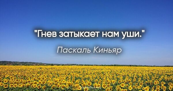 Паскаль Киньяр цитата: "Гнев затыкает нам уши."