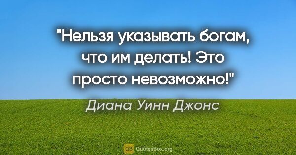 Диана Уинн Джонс цитата: "Нельзя указывать богам, что им делать! Это просто невозможно!"