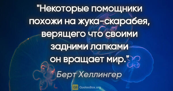 Берт Хеллингер цитата: "Некоторые помощники похожи на жука-скарабея, верящего что..."