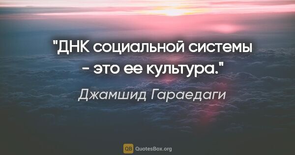 Джамшид Гараедаги цитата: "ДНК социальной системы - это ее культура."