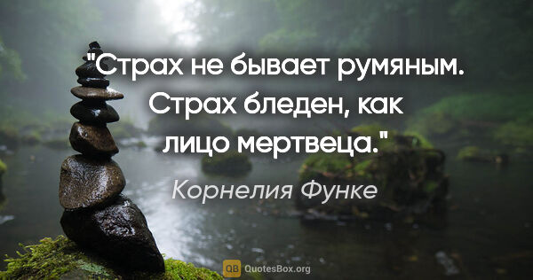 Корнелия Функе цитата: "Страх не бывает румяным. Страх бледен, как лицо мертвеца."