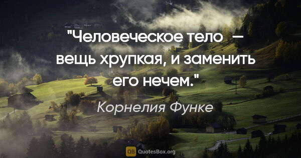 Корнелия Функе цитата: "Человеческое тело — вещь хрупкая, и заменить его нечем."