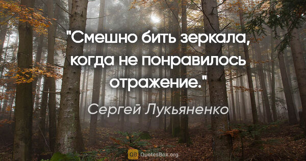 Сергей Лукьяненко цитата: "Смешно бить зеркала, когда не понравилось отражение."