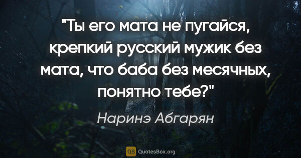 Наринэ Абгарян цитата: "Ты его мата не пугайся, крепкий русский мужик без мата, что..."