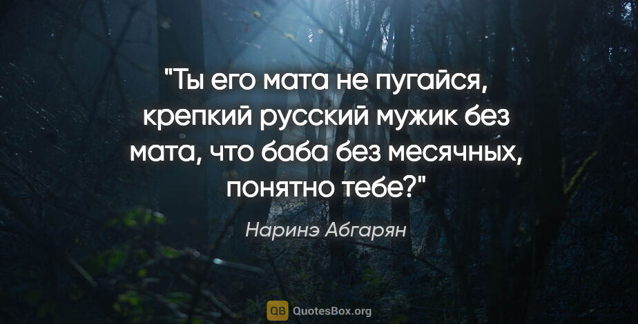 Наринэ Абгарян цитата: "Ты его мата не пугайся, крепкий русский мужик без мата, что..."