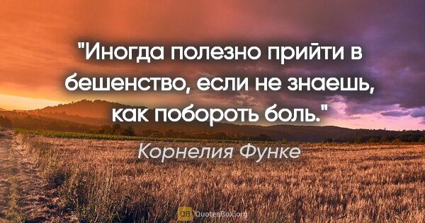 Корнелия Функе цитата: "Иногда полезно прийти в бешенство, если не знаешь, как..."