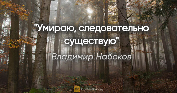 Владимир Набоков цитата: "Умираю, следовательно существую"