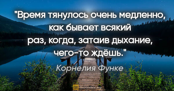 Корнелия Функе цитата: "Время тянулось очень медленно, как бывает всякий раз, когда,..."