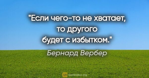 Бернард Вербер цитата: "Если чего-то не хватает, то другого будет с избытком."