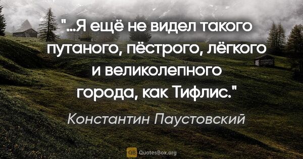 Константин Паустовский цитата: "…Я ещё не видел такого путаного, пёстрого, лёгкого и..."