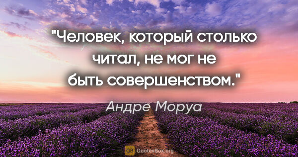 Андре Моруа цитата: "Человек, который столько читал, не мог не быть совершенством."