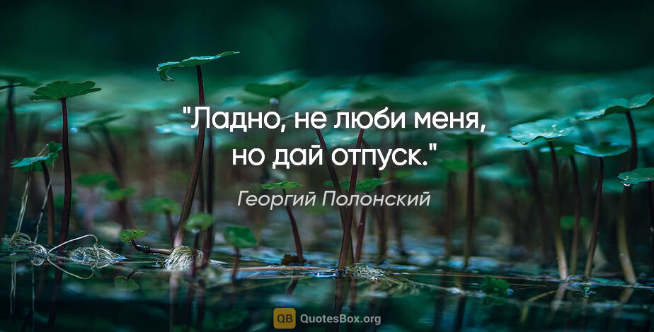 Георгий Полонский цитата: "Ладно, не люби меня, но дай отпуск."