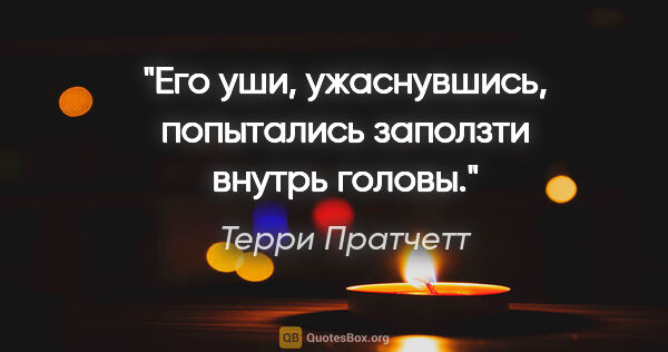 Терри Пратчетт цитата: "Его уши, ужаснувшись, попытались заползти внутрь головы."