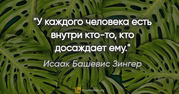 Исаак Башевис Зингер цитата: "У каждого человека есть внутри кто-то, кто досаждает ему."