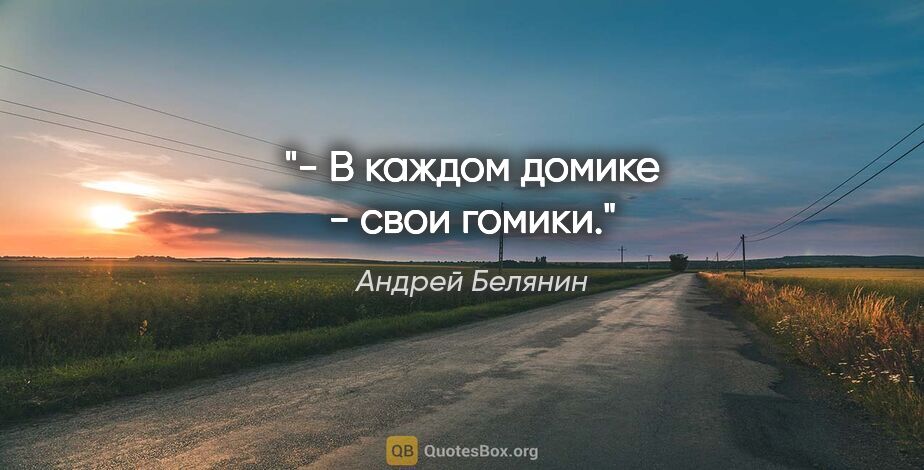Андрей Белянин цитата: "- В каждом домике - свои гомики."