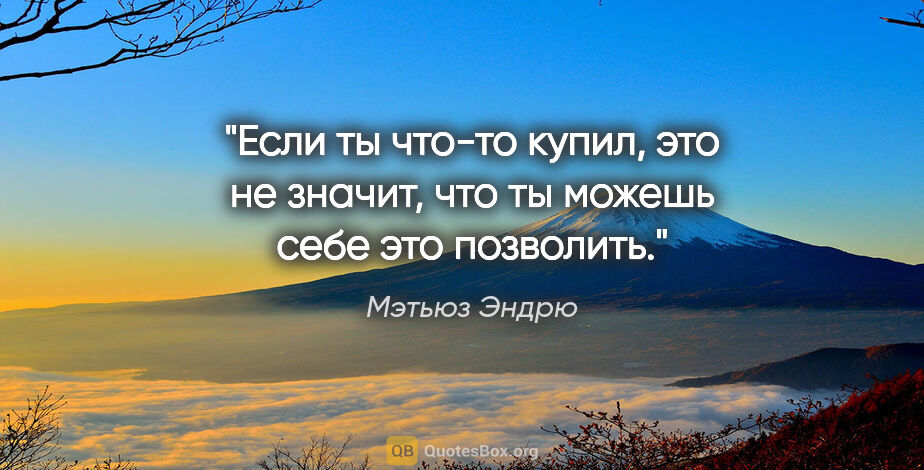 Мэтьюз Эндрю цитата: "Если ты что-то купил, это не значит, что ты можешь себе это..."