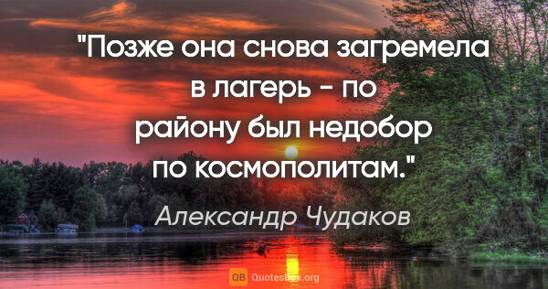 Александр Чудаков цитата: "Позже она снова загремела в лагерь - по району был недобор по..."
