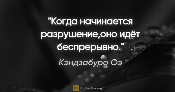 Кэндзабуро Оэ цитата: "Когда начинается разрушение,оно идёт беспрерывно."