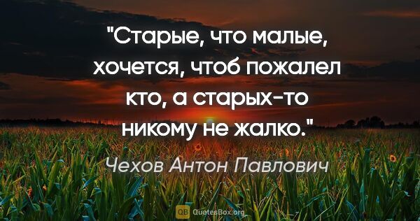 Чехов Антон Павлович цитата: "Старые, что малые, хочется, чтоб пожалел кто, а старых-то..."