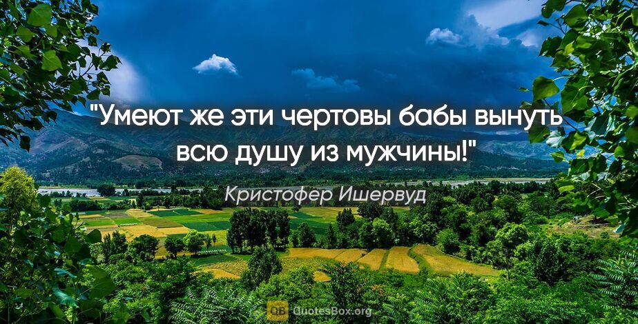 Кристофер Ишервуд цитата: "Умеют же эти чертовы бабы вынуть всю душу из мужчины!"