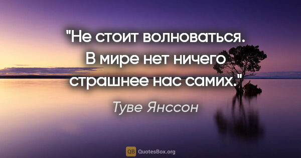 Туве Янссон цитата: "Не стоит волноваться. В мире нет ничего страшнее нас самих."