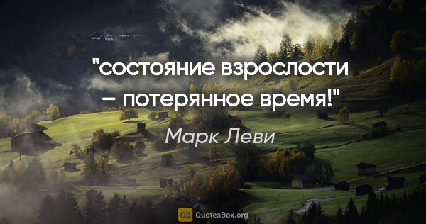 Марк Леви цитата: "состояние «взрослости» – потерянное время!"